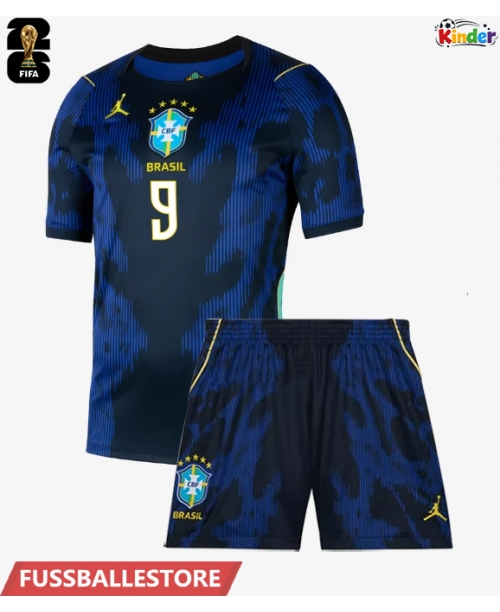 Günstige Brasilien Matheus Cunha #9 Auswärts Trikotsatzt Kinder WM 2026 Kurzarm (+ Kurze Hosen)